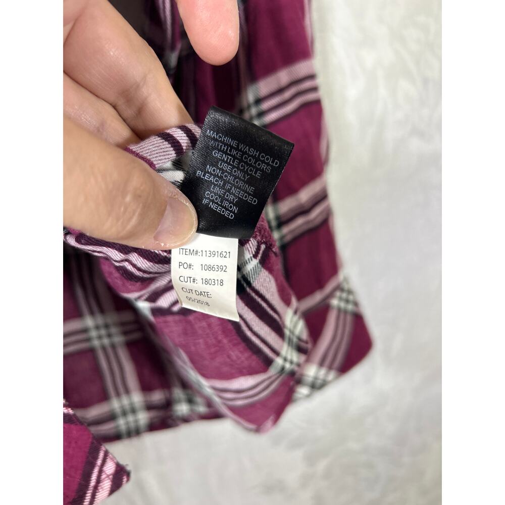 Torrid Button Up 1 1X Burgundy Plaid Lightweight - Picture 7 of 10